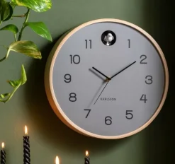 Karlsson Wandklok Natural Cuckoo muisgrijs Ø 31.5 cm