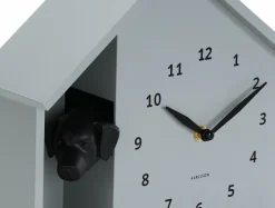 Karlsson Wandklok Peeking Doggy muisgrijs