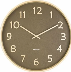 Karlsson Wandklok Pure Wood Grain mosgroen Ø 40 cm