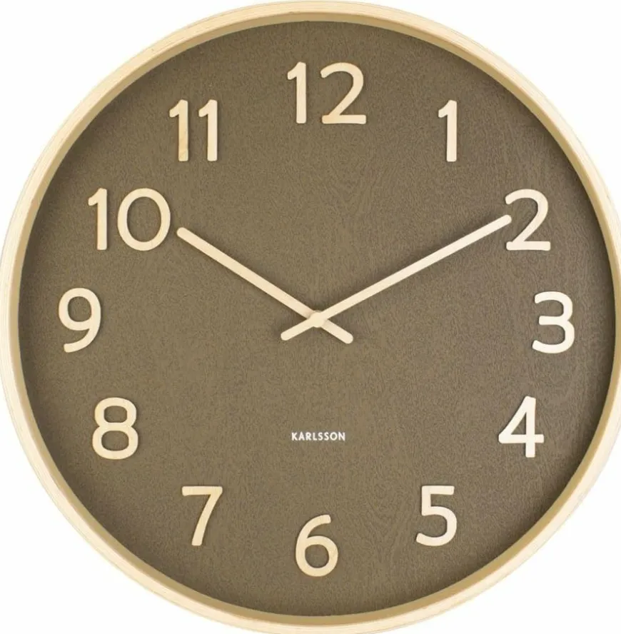 Karlsson Wandklok Pure Wood Grain mosgroen Ø 40 cm