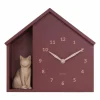 Karlsson Wandklok Sitting Cat burgundy rood