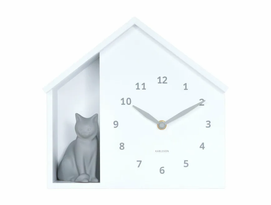 Karlsson Wandklok Sitting Cat wit