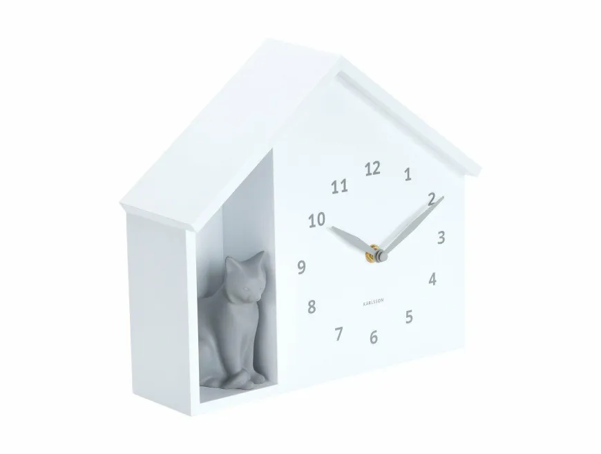 Karlsson Wandklok Sitting Cat wit