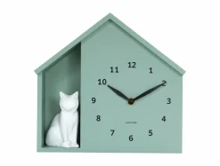Karlsson Wandklok Sitting Cat grijs groen