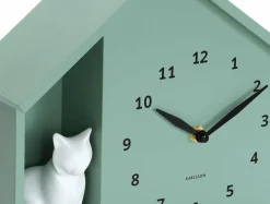 Karlsson Wandklok Sitting Cat grijs groen