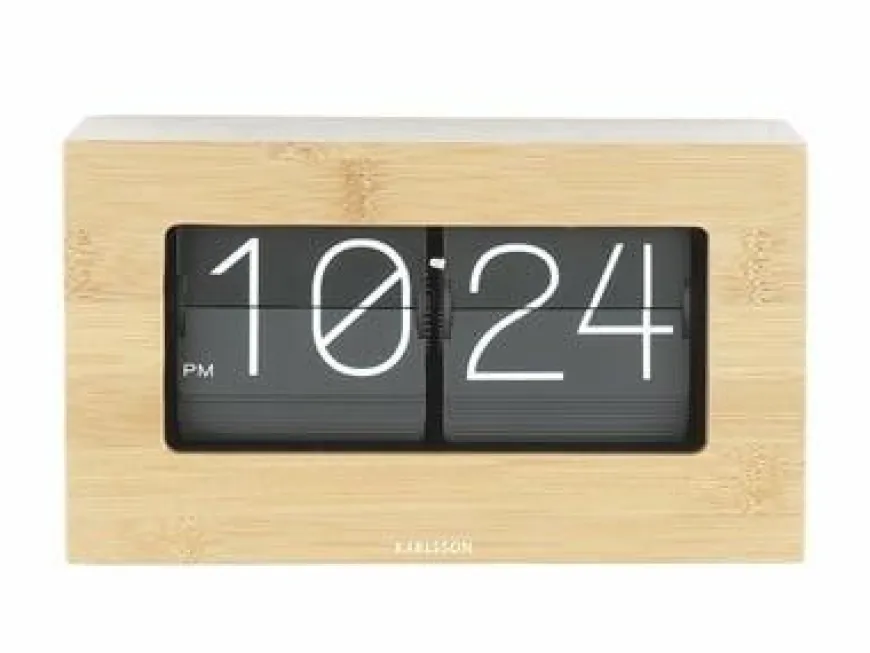 Karlsson Wand-/Tafelklok Boxed Flip Bamboo