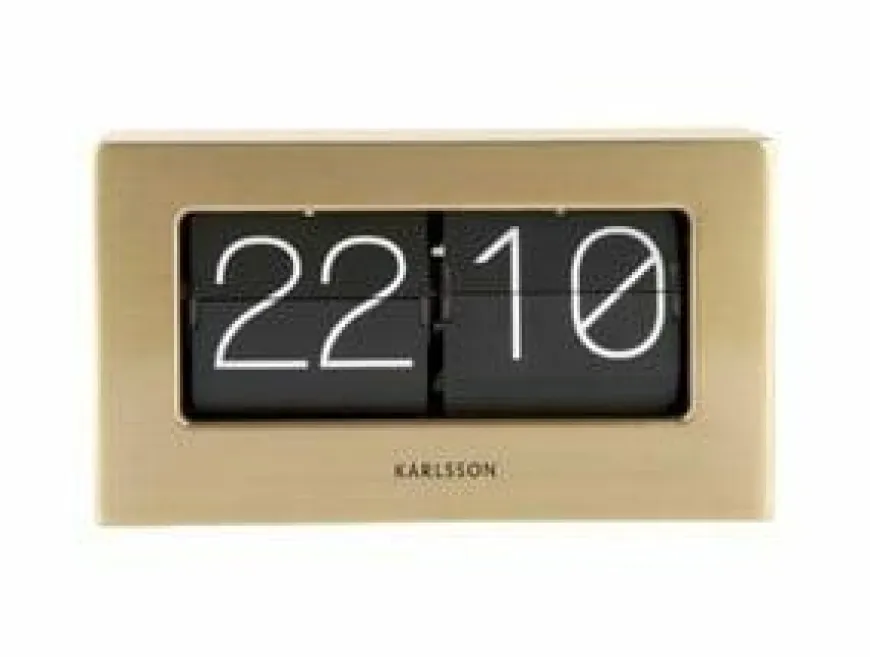 Karlsson Wand-/Tafelklok Boxed Flip goud