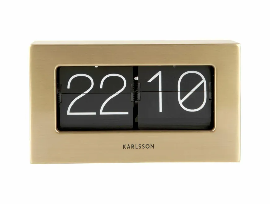 Karlsson Wand-/Tafelklok Boxed Flip goud