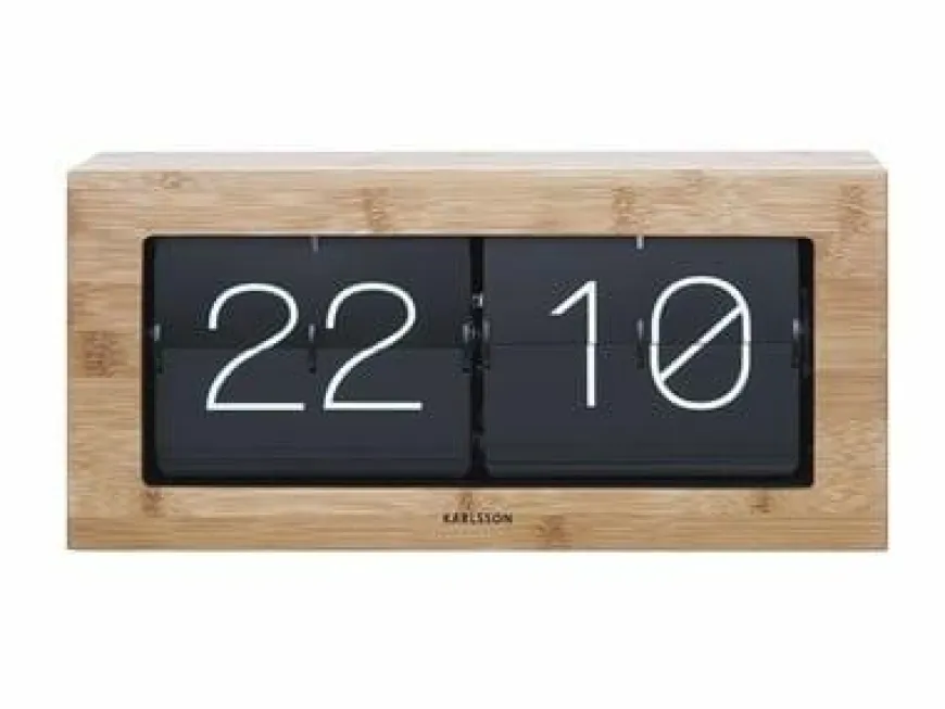 Karlsson Wand-/Tafelklok Boxed Flip XL Bamboo