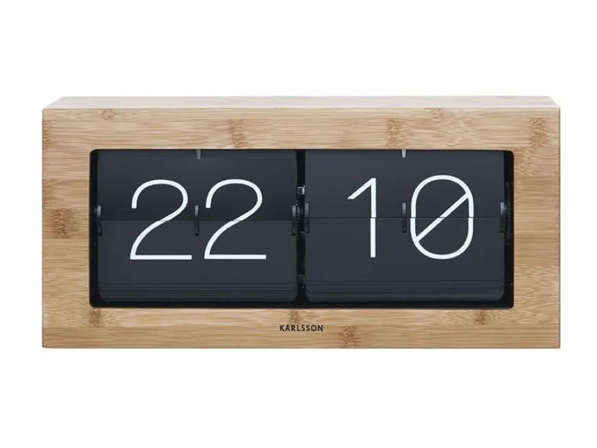 Karlsson Wand-/Tafelklok Boxed Flip XL Bamboo
