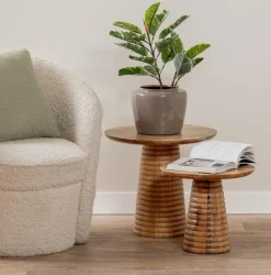 Leitmotiv Bijzettafel Force Striped Base mango