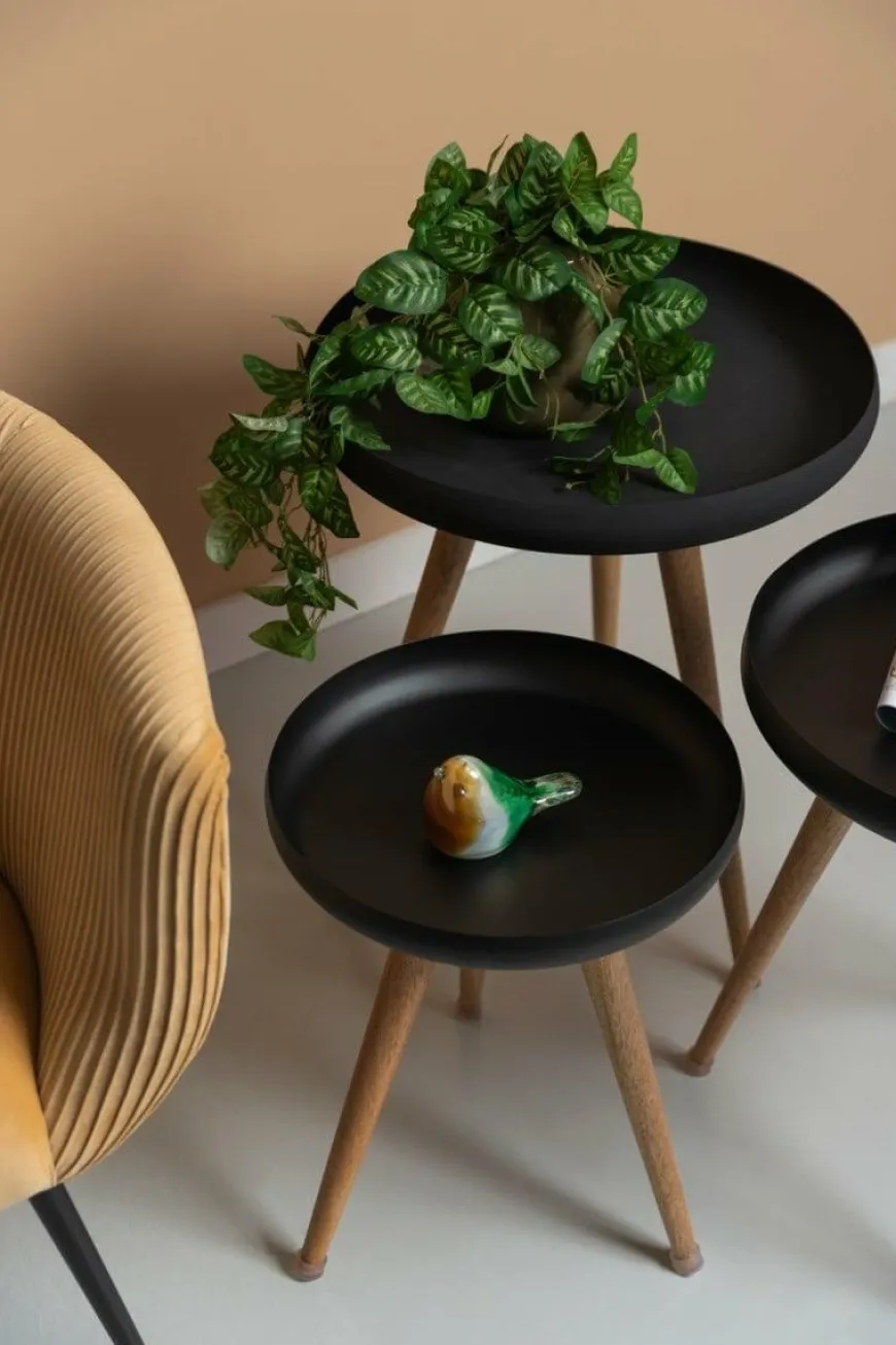 Leitmotiv Bijzettafel set van 3 Tripod met mangohouten poten