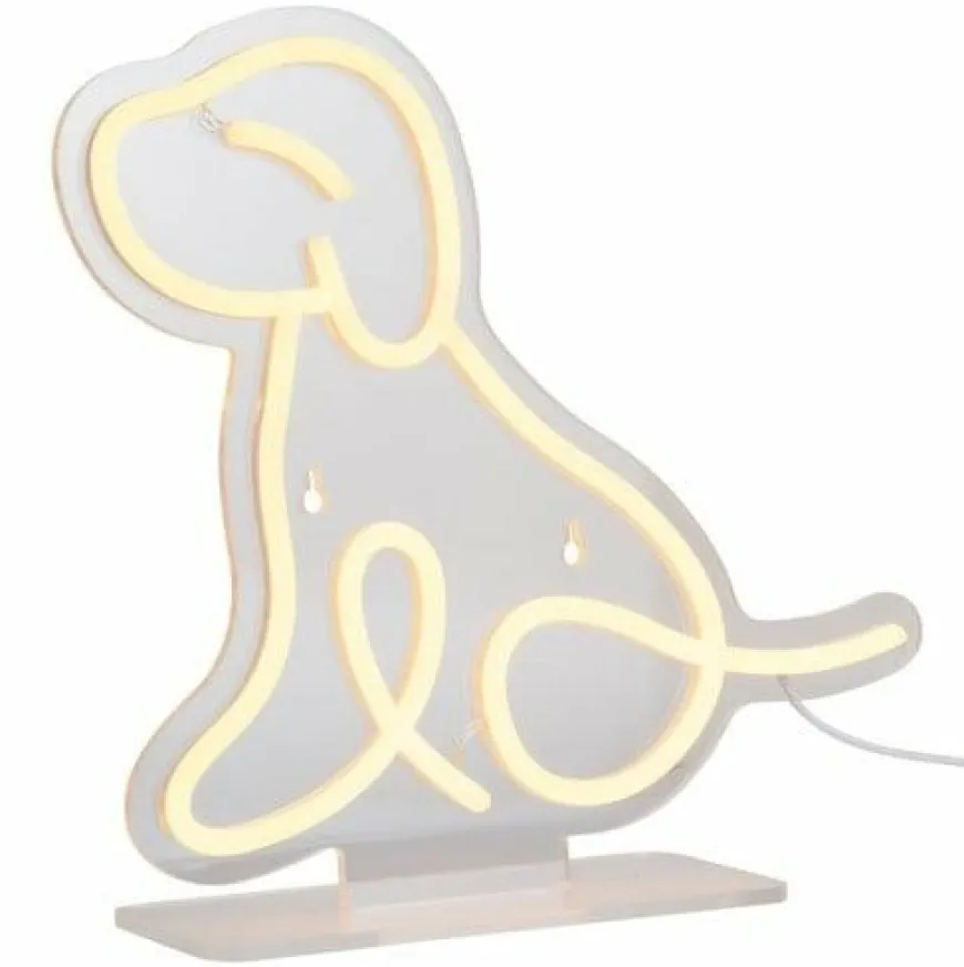 Leitmotiv Neon licht Zittende hond geel