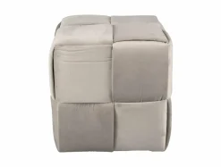 Leitmotiv Poef Weaved Velvet muisgrijs