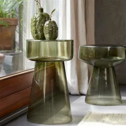 Light en Living Bijzettafel Ø37x44 cm DAKWA glas grijs groen