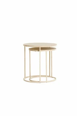 Light en Living Bijzettafel Set van 2 SADAR zand + lichtbruin gespikkeld