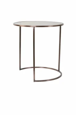Light en Living Bijzettafel set van 2 DUARTE glas bruin+antiek koper