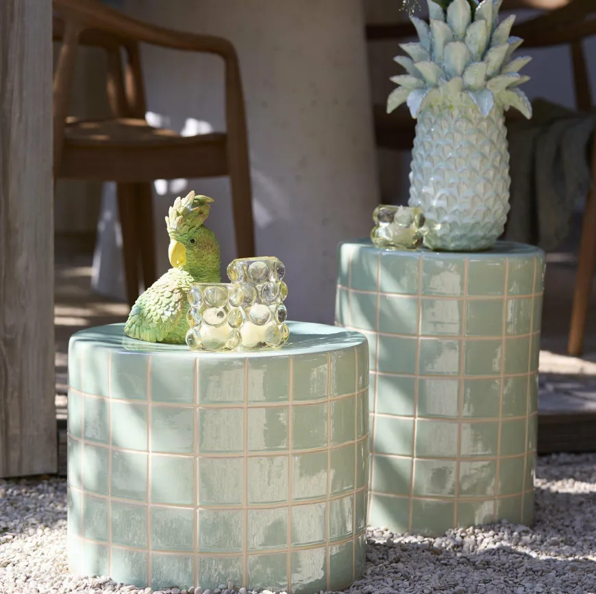 Light en Living Bijzettafel Ø33x44 cm MAUCHO keramiek licht groen+crème