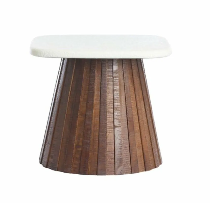 Light en Living Bijzettafel 45x45x40 cm OKATO crème+hout bruin