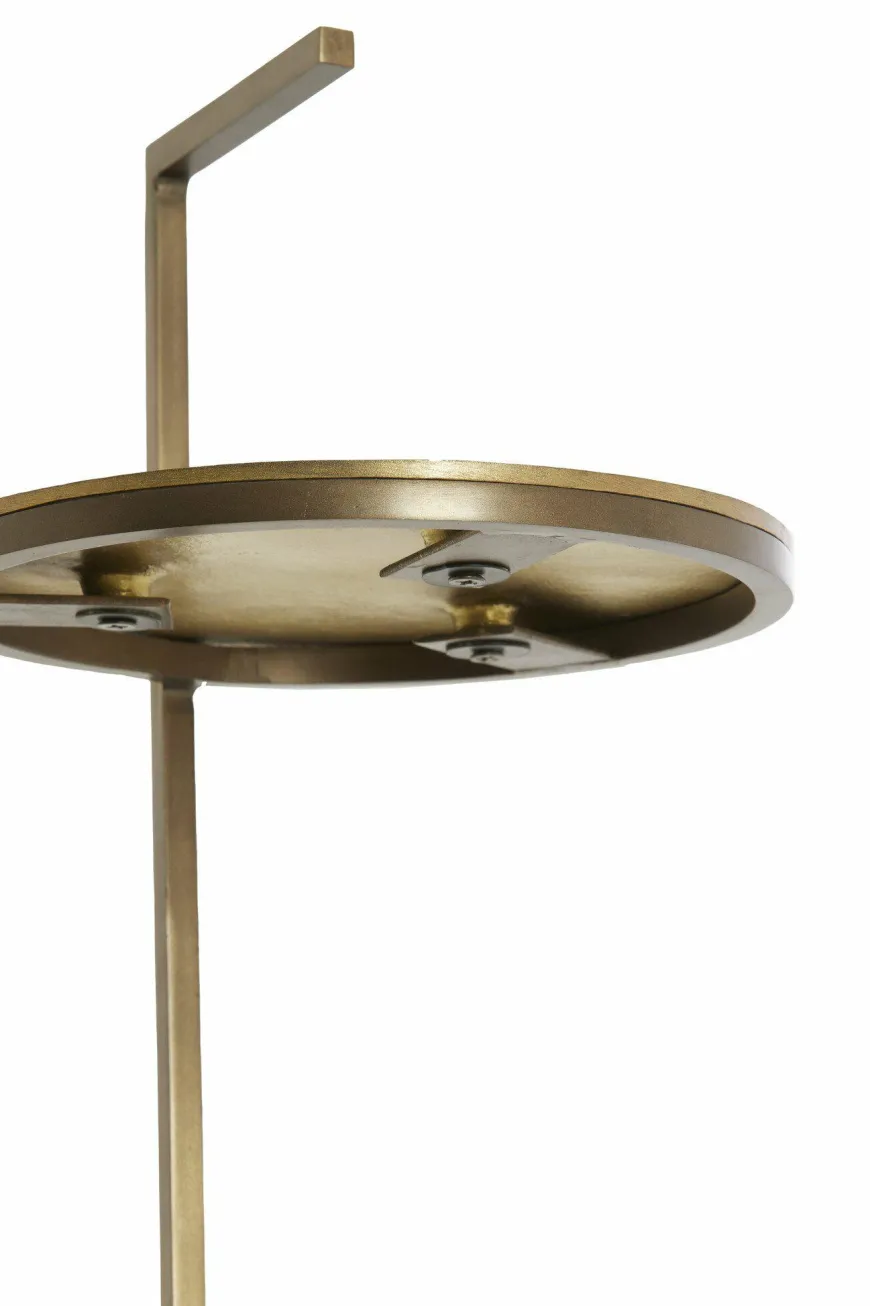 Light en Living Bijzettafel Ø26x76 cm LEDA marmer zand-grijs+d bruin-brons