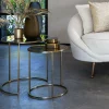 Light en Living Bijzettafel set van 2 DUARTE glas bruin+licht goud