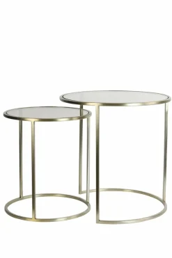 Light en Living Bijzettafel set van 2 DUARTE glas bruin+licht goud