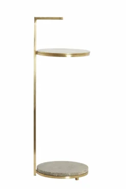 Light en Living Bijzettafel Ø26x76 cm LEDA travertin bruin+brons