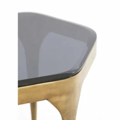 Light en Living Bijzettafel Set van 2 max 50x45,5x50 cm AVI glas smoke+antiek brons