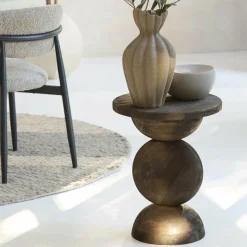 Light en Living Bijzettafel Ø40x50 cm MIRTO hout mat donker bruin