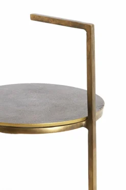 Light en Living Bijzettafel Ø26x76 cm LEDA travertin zand+donker bruin-brons