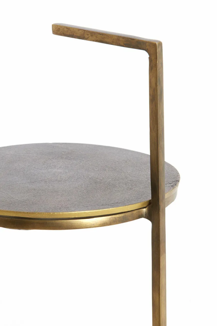 Light en Living Bijzettafel Ø26x76 cm LEDA travertin zand+donker bruin-brons