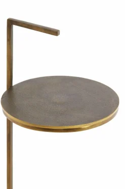 Light en Living Bijzettafel Ø26x76 cm LEDA travertin zand+donker bruin-brons