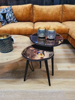 Light en Living Bijzettafel 37x35x44,5 cm DIVO spiegel bruin glas+zwart