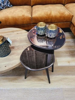 Light en Living Bijzettafel 37x35x44,5 cm DIVO spiegel bruin glas+zwart