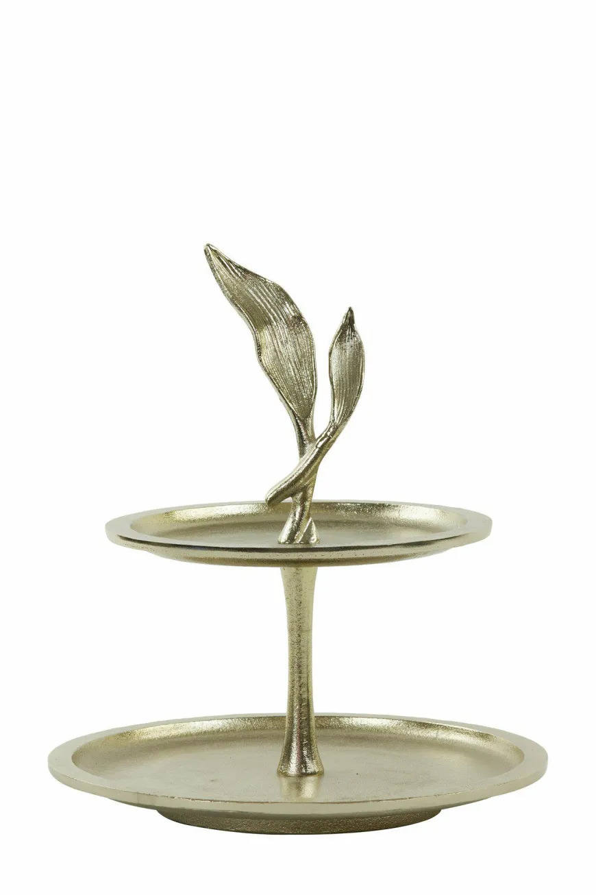 Light en Living Etagere 2 laags FOGLIA goud - 2 laags