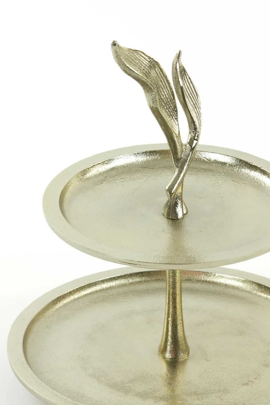 Light en Living Etagere 2 laags FOGLIA goud - 2 laags