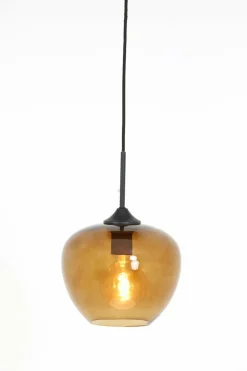 Light en Living Hanglamp MAYSON zwart+glas bruin - Diverse maten