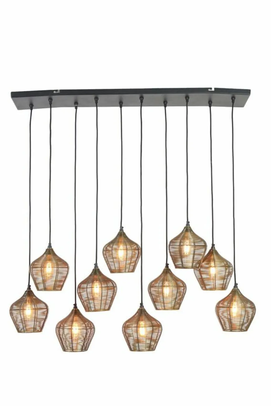 Light en Living Hanglamp 10L 120x25x29,5 cm ALVARO antiek brons