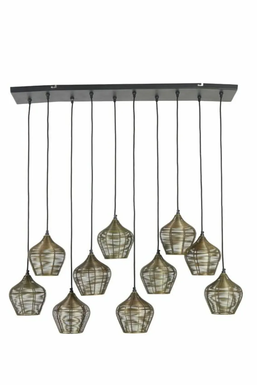 Light en Living Hanglamp 10L 120x25x29,5 cm ALVARO antiek brons