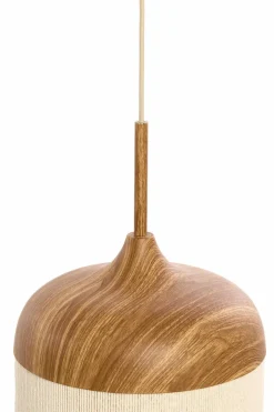 Light en Living Hanglamp Ø22x41,5 cm DANIA hout print naturel+touw crème