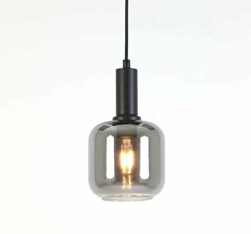 Light en Living Hanglamp Ø21x37 cm LEKAR zwart+smoke glas