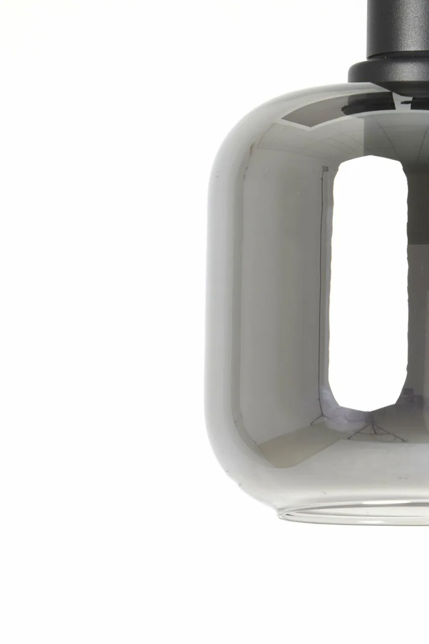 Light en Living Hanglamp Ø21x37 cm LEKAR zwart+smoke glas