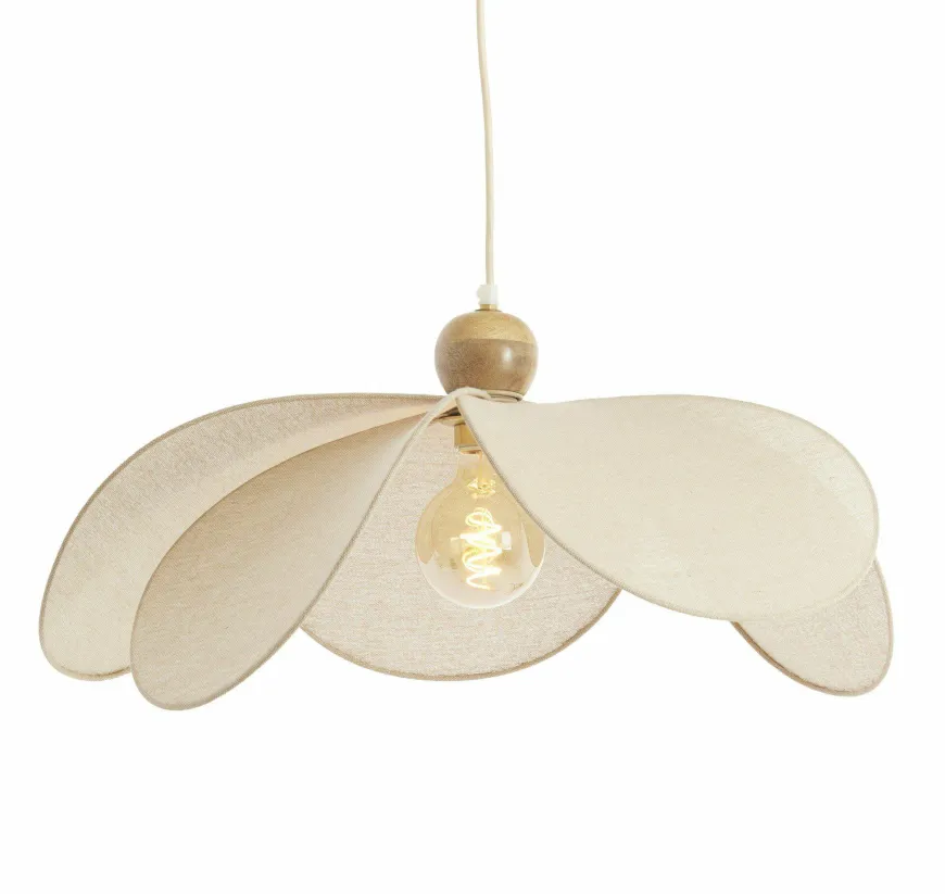 Light en Living Hanglamp Ø60x30 cm LAVRIRIA natural+hout