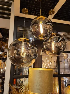 Light en Living Hanglamp MEDINA antiek brons+glas smoke 2 maten