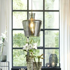 Light en Living Hanglamp Ø25x31 cm MYLES smoke glas+antiek brons