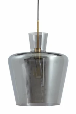 Light en Living Hanglamp Ø25x31 cm MYLES smoke glas+antiek brons