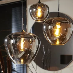 Light en Living Hanglamp MAYSON mat zwart+glas smoke - Diverse maten
