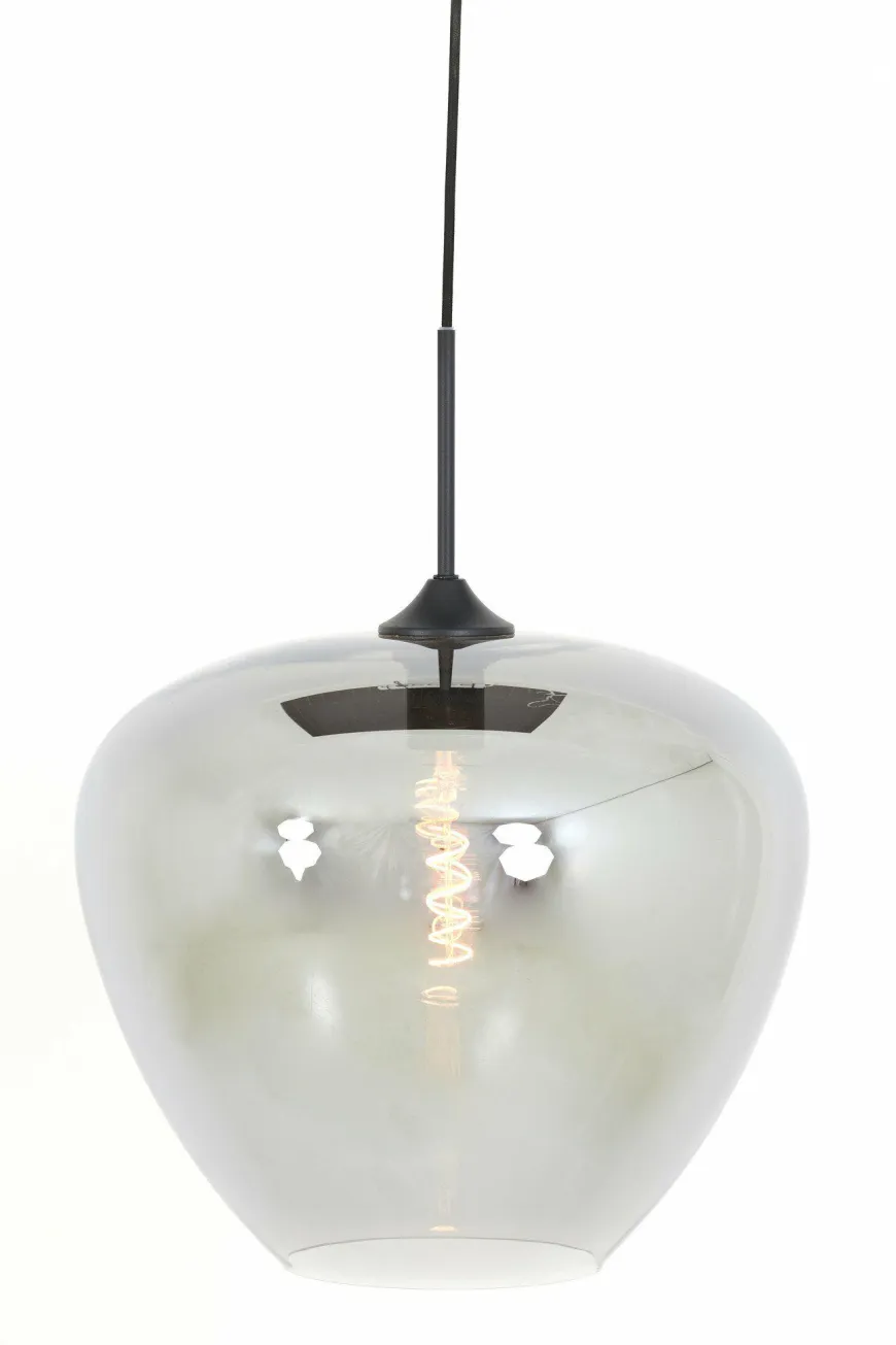 Light en Living Hanglamp MAYSON mat zwart+glas smoke - Diverse maten