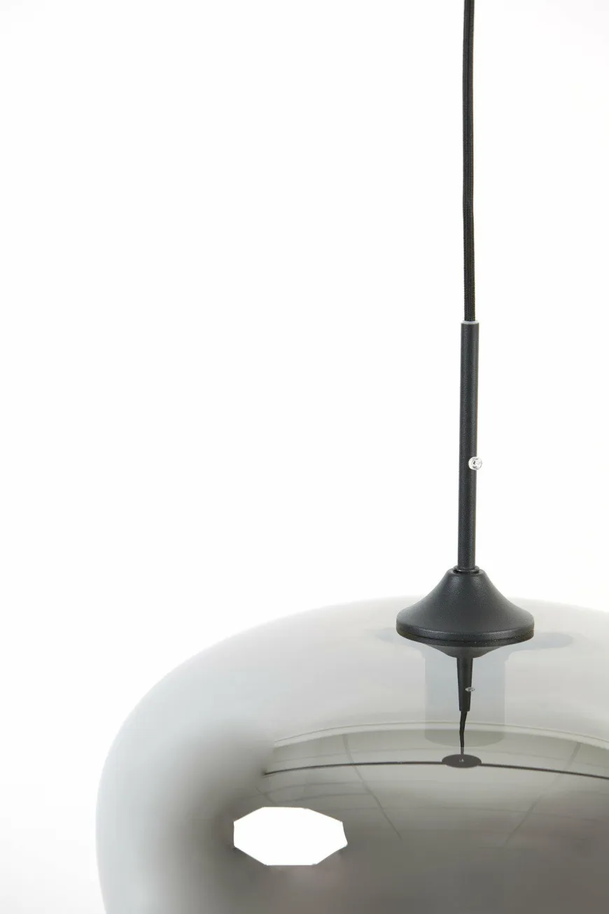 Light en Living Hanglamp MAYSON mat zwart+glas smoke - Diverse maten