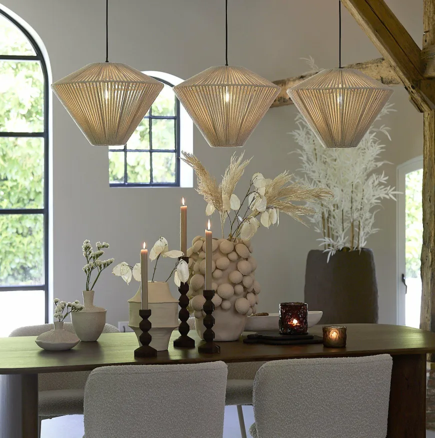 Light en Living Hanglamp 3L 120x42x130 cm FELIDA crème